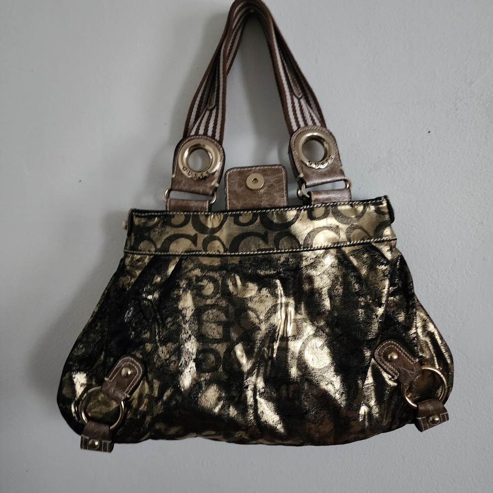 Guess Metallic Gold and Brown Shoulder Bag - Picture 2 of 3
